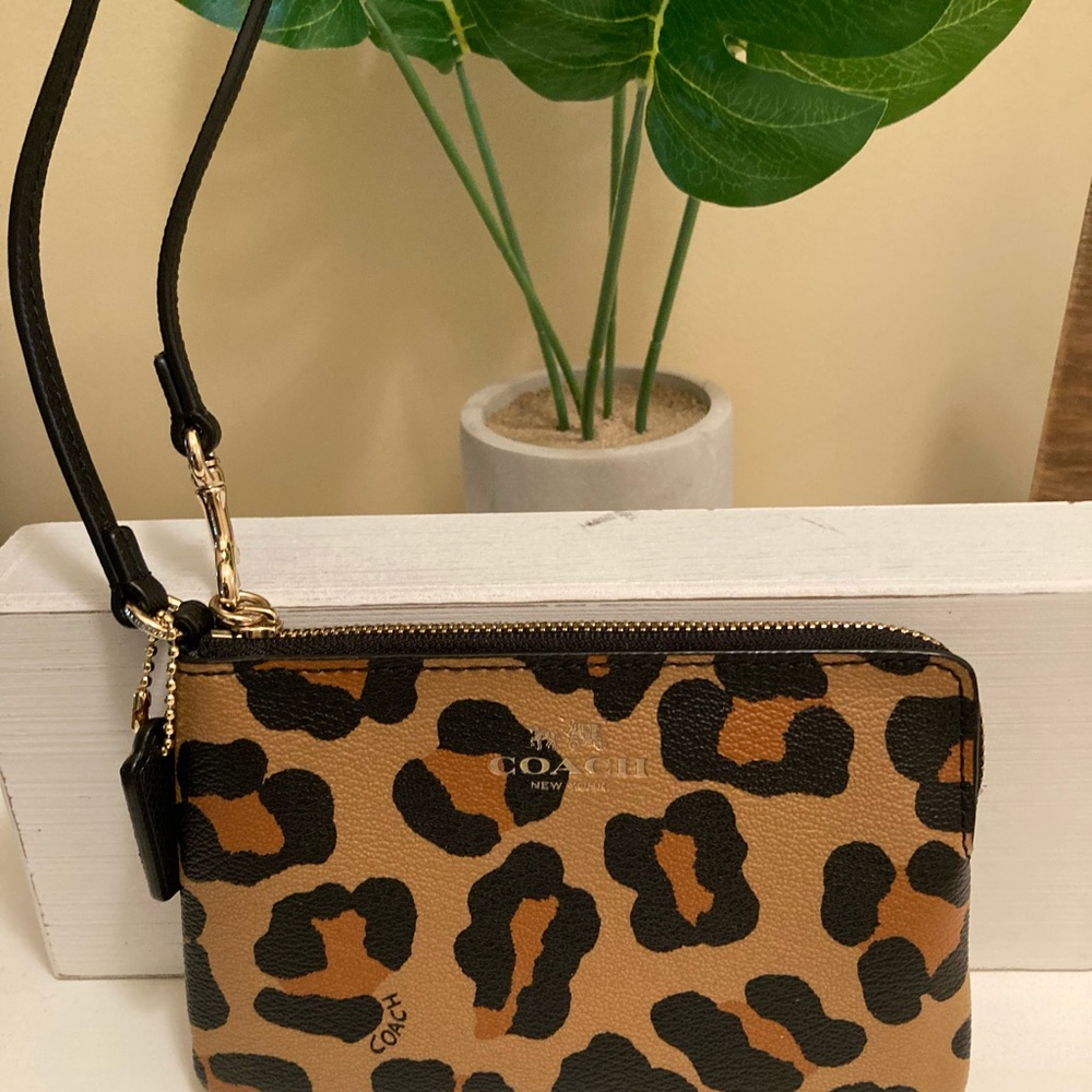 Coach Wristlet with Leopard Print